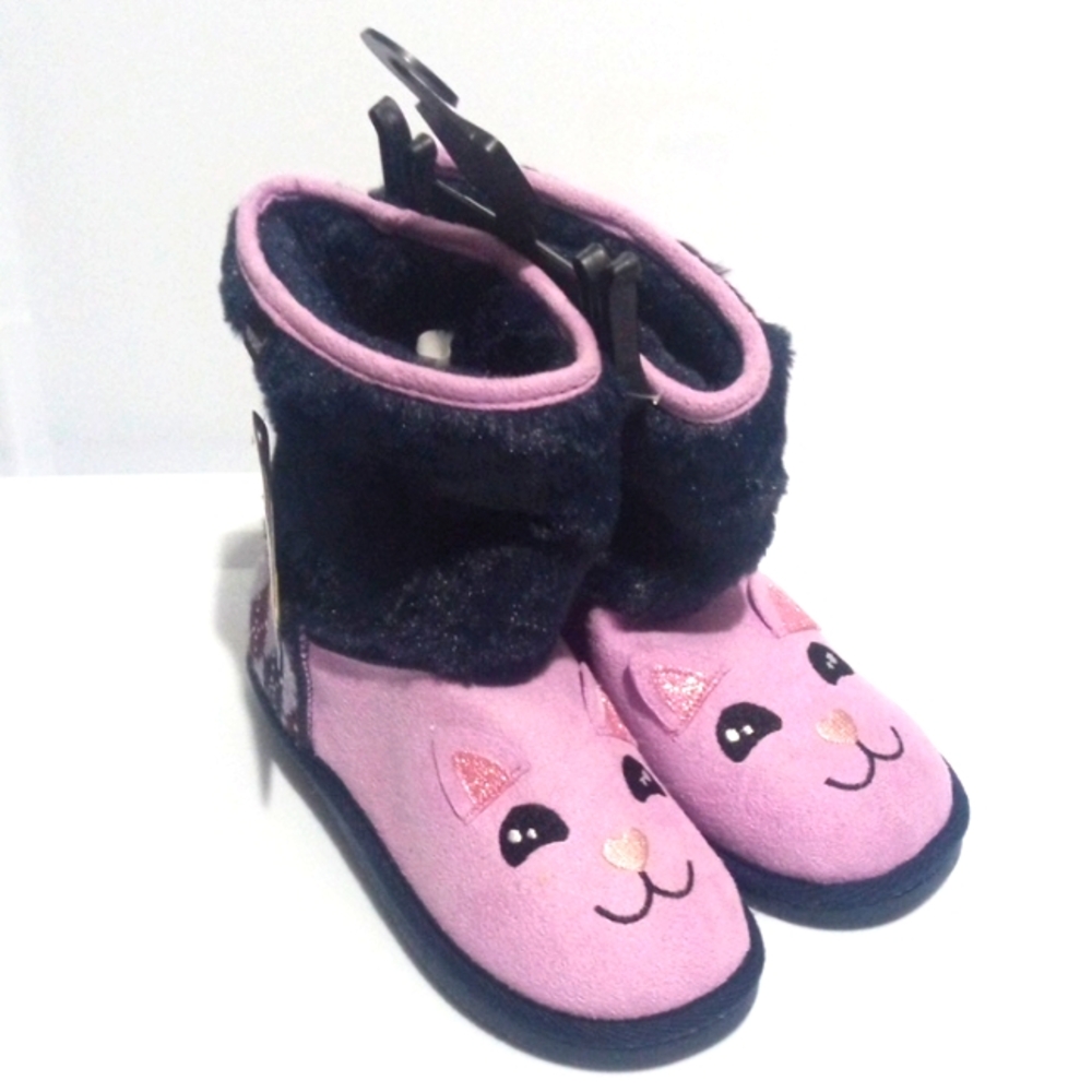 MUK LUKS ZOO FRIENDS FURRY SLIPPER BOOTS KIDS SIZE 2 NWT
